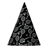 Tennis Racket Muster Extravaganz Schwarz Partyhütchen (Links)