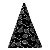 Tennis Racket Muster Extravaganz Schwarz Partyhütchen (Rechts)