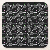 Tennis Racket Muster Extravaganz Schwarz Rechteckiger Pappuntersetzer (Vorderseite)