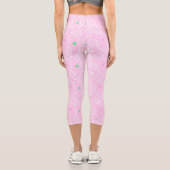 Tennis Racket Muster Pastell Pink Capri Leggings (Rückseite)