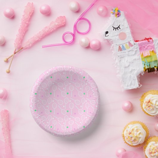 Tennis Racket Muster Pastell Pink Pappteller (Party)