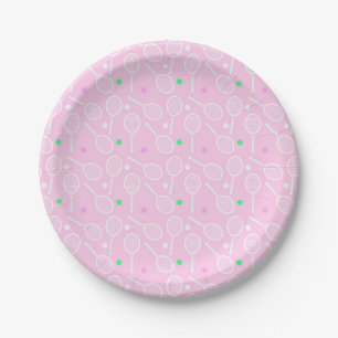 Tennis Racket Muster Pastell Pink Pappteller