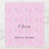 Tennis Racket Muster Pastell Pink Personalisiert Weinetikett (Einzelnes Label)