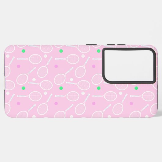 Tennis Racket Muster Pastell Pink Samsung Galaxy Hülle (Linke Seite)