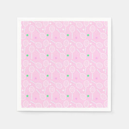 Tennis Racket Muster Pastell Pink Serviette