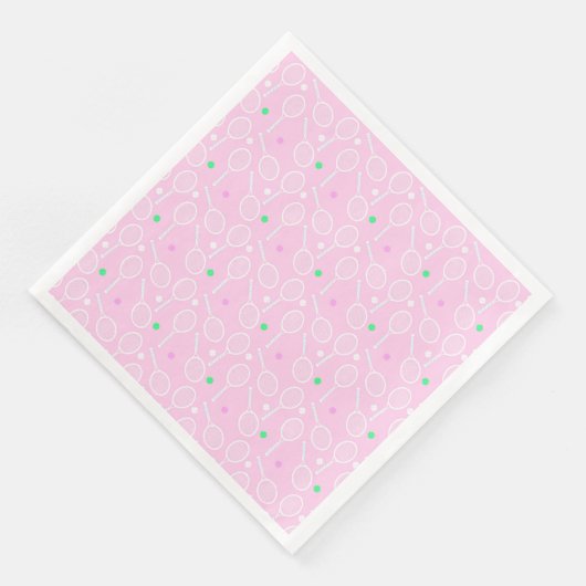 Tennis Racket Muster Pastell Pink Serviette (Ecke)
