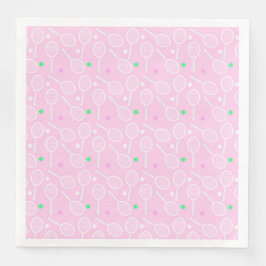 Tennis Racket Muster Pastell Pink Serviette