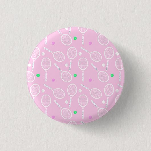 Tennis Racket Muster Pink Button (Vorderseite)