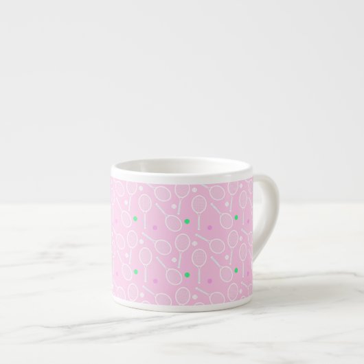 Tennis Racket Muster Pink Espressotasse (Vorderseite Rechts)