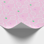 Tennis Racket Muster Pink Geschenkpapier (Ecke)