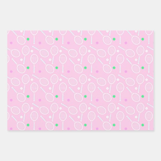 Tennis Racket Muster Pink Geschenkpapier Set (Vorderseite 2)