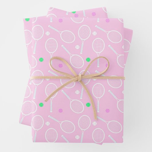 Tennis Racket Muster Pink Geschenkpapier Set (Beispiel)