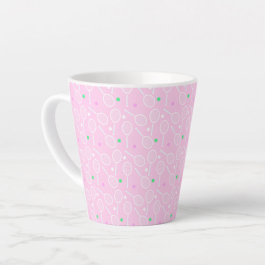 Tennis Racket Muster Pink Milchtasse (Linke Ecke)