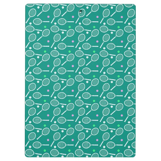 Tennis Racket Muster Retro Emerald Green Klemmbrett (Rückseite)