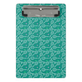 Tennis Racket Muster Retro Emerald Green Mini Klemmbrett (Vorderseite)