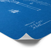 Tennis Racket Patent - Blueprint Poster (Ecke)
