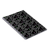 Tennis Racket Pattern Black Notizblock (Rechte Seite)