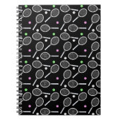 Tennis Racket Pattern Black Notizblock (Vorderseite)