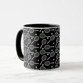 Tennis Racket Pattern Black Tasse (Vorderseite Links)