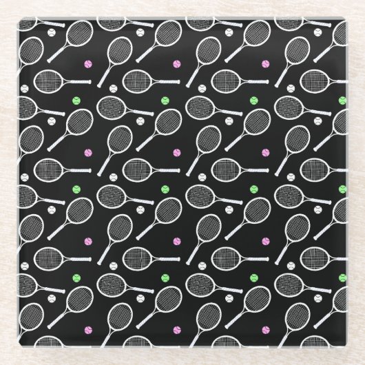 Tennis Racket Pattern Glasuntersetzer (Vorderseite)