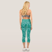 Tennis Racket Pattern Green Capri Leggings (Rückseite)