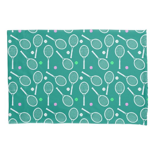 Tennis Racket Pattern Green Kissenbezug (Vorderseite)