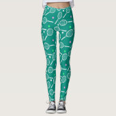 Tennis Racket Pattern Green Leggings (Vorderseite)