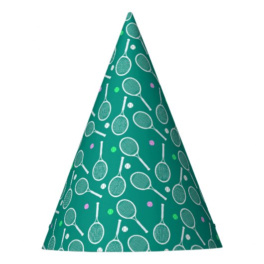 Tennis Racket Pattern Green Partyhütchen (Vorderseite)