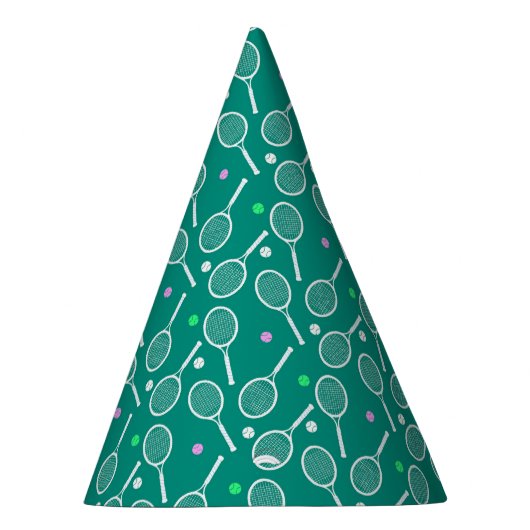 Tennis Racket Pattern Green Partyhütchen (Rechts)