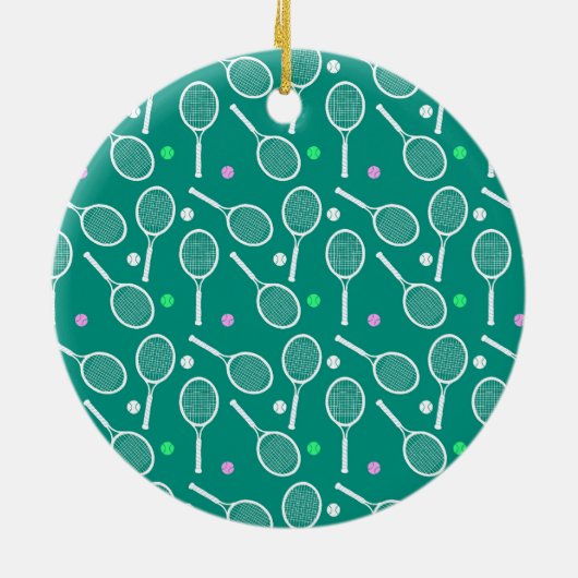Tennis Racket Pattern Keramik Ornament (Hinten)
