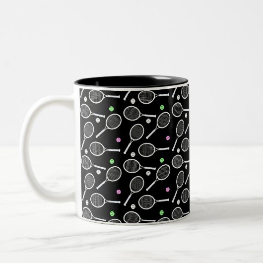 Tennis Racket Pattern Zweifarbige Tasse (Links)