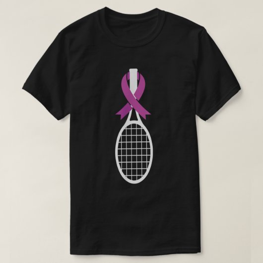 Tennis Racket Ribbon Brustkrebs Bewusstsein T-Shirt (Design vorne)