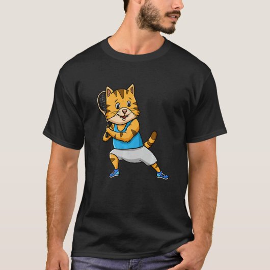 Tennis Racket Sports Cat Whisperer Kitty Meow T-Shirt (Vorderseite)