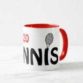 Tennis Racket Text Tasse (VorderseiteRechts)