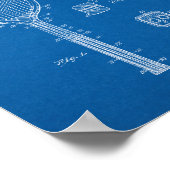 Tennis Racket und Ähnliches Patent - Blueprint Poster (Ecke)