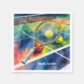Tennis Racket und Ball on Court Danke Party Serviette (Vorderseite)