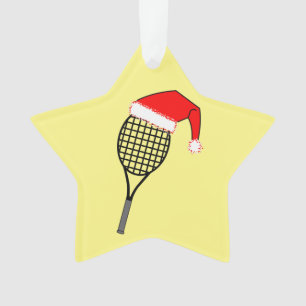 Tennis Racket Weihnachtsmannmütze Ornament