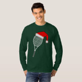 Tennis Racket Weihnachtsmannmütze T-Shirt (Vorne ganz)