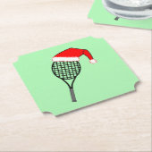 Tennis Racket Weihnachtsmannmütze Untersetzer (angewinkelt)