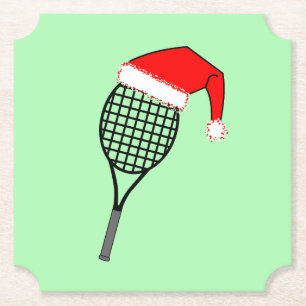 Tennis Racket Weihnachtsmannmütze Untersetzer