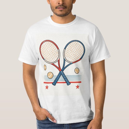 Tennis racket with American themed T-Shirt (Vorderseite)