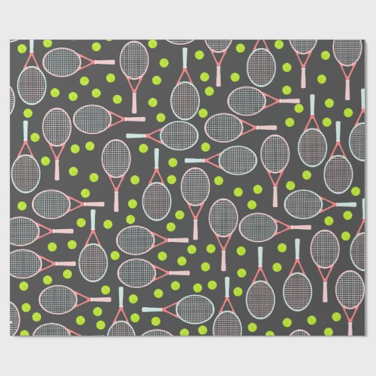 Tennis Racket Wrapping Paper Geschenkpapier (Flach)