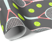 Tennis Racket Wrapping Paper Geschenkpapier (Rolleneckpunkt)