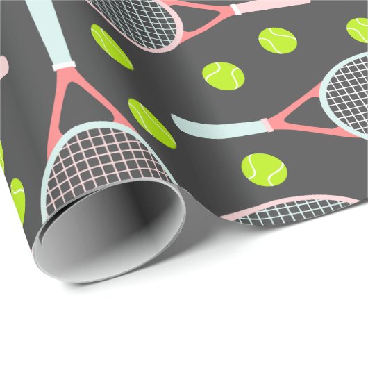 Tennis Racket Wrapping Paper Geschenkpapier (Rolleneckpunkt)