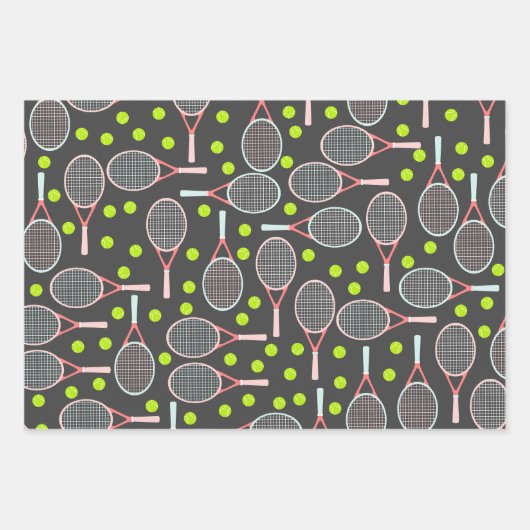 Tennis Racket Wrapping Paper Geschenkpapier Set (Vorderseite)