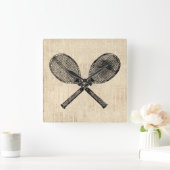 Tennis Rackets Antillen Tennis Racquet Skript-Arti Quadratische Wanduhr (Zuhause)