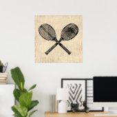 Tennis Rackets Antique Tennis Racquet Skript-Papie Poster (Heimbüro)
