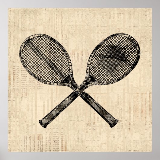 Tennis Rackets Antique Tennis Racquet Skript-Papie Poster (Vorne)