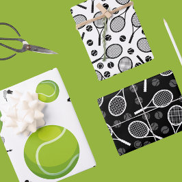 Tennis Rackets & Balls Geburtstagsgeschenk Geschenkpapier Set