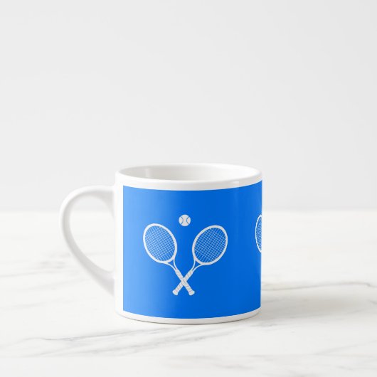 Tennis Rackets Blue Hintergrund Espressotasse (Links)